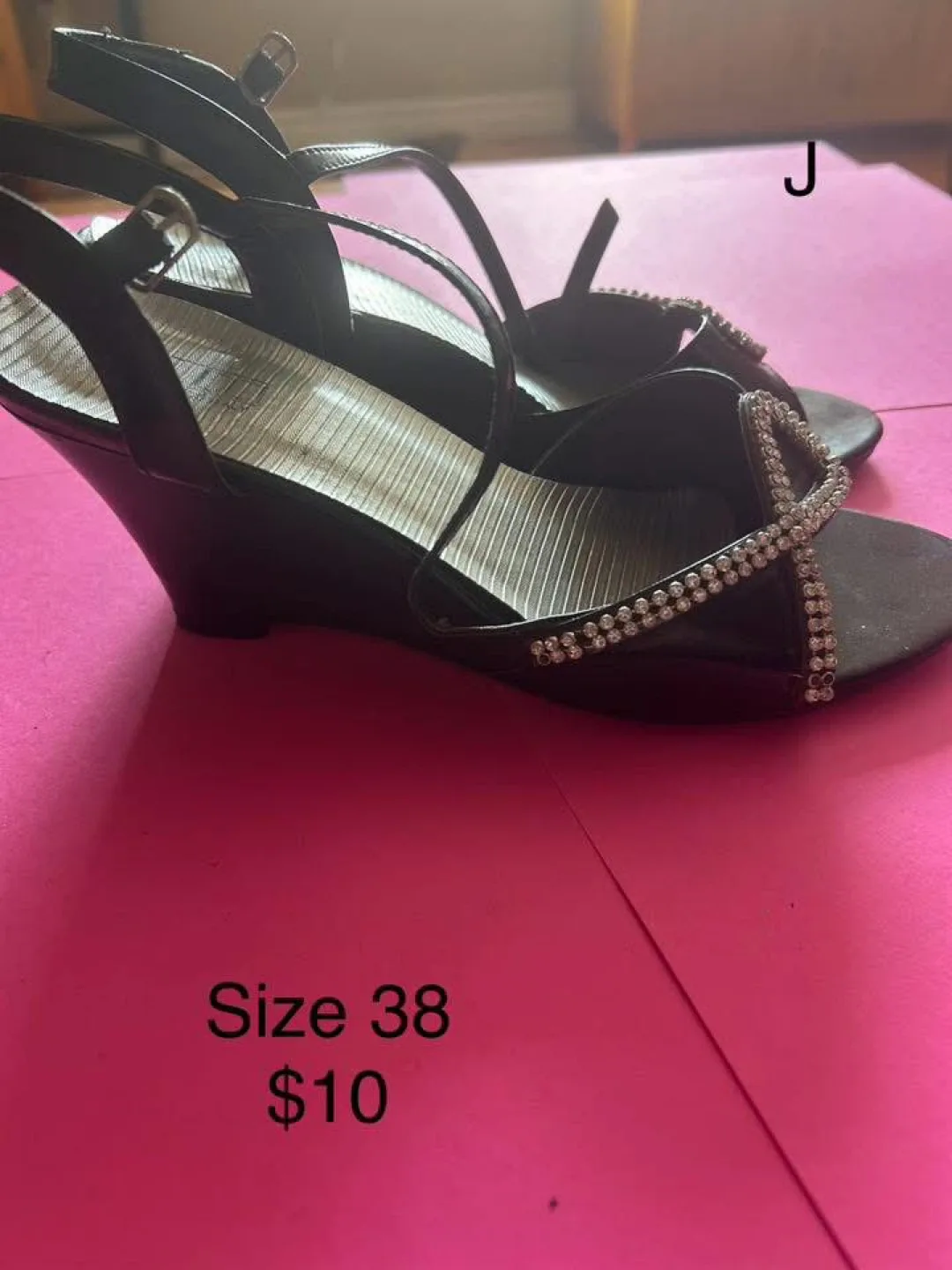 Black Wedge Sandals - Size 38 thumbnail