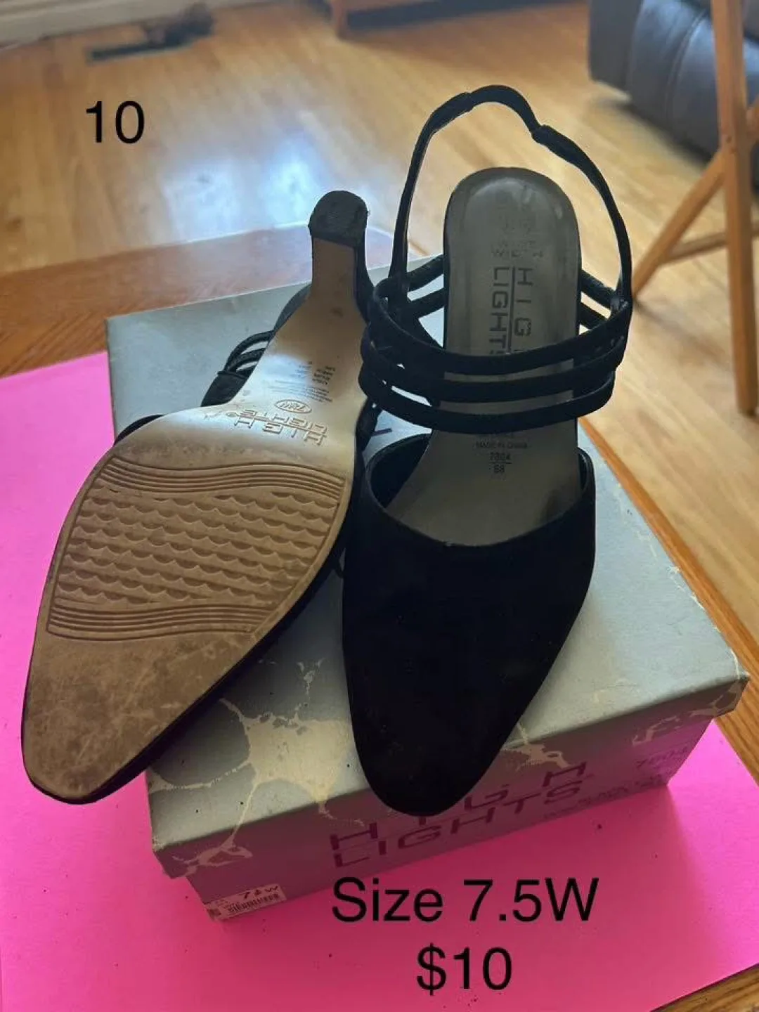 H.I.G.H. Lights Black Heels - Size 7.5W thumbnail