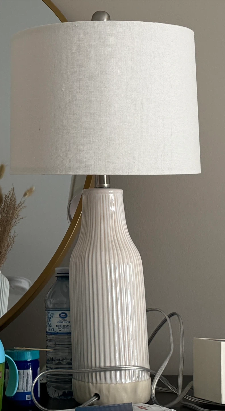 2 White Ceramic Table Lamp with Shade