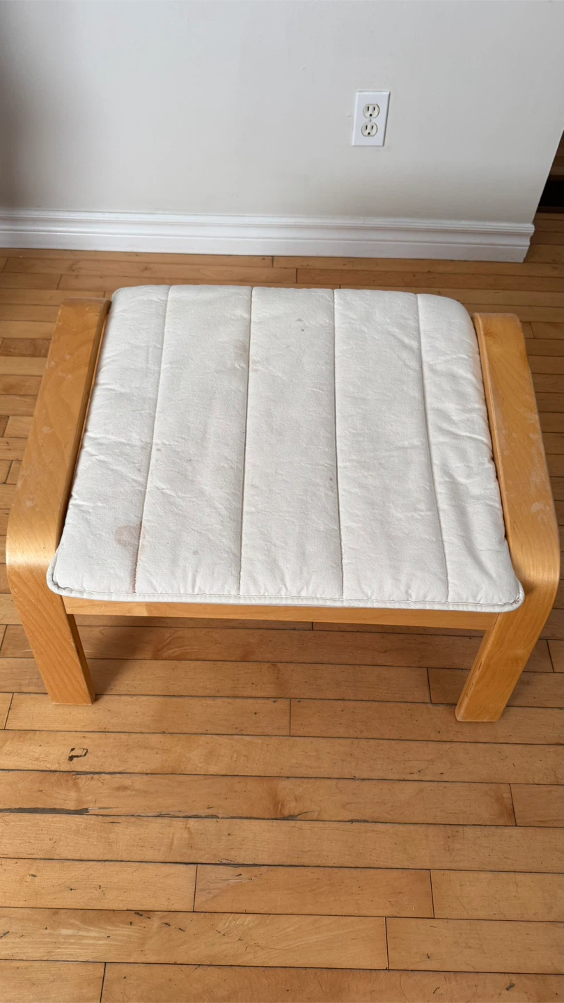 IKEA Poang Ottoman - Birch Veneer, White Cushion