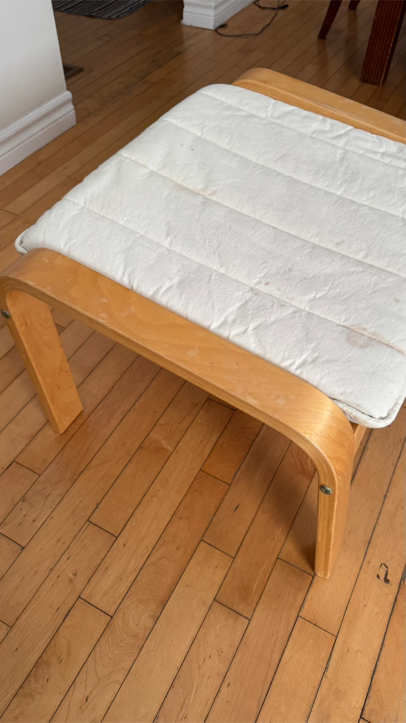 IKEA Poang Ottoman - Birch Veneer, White Cushion - photo 2
