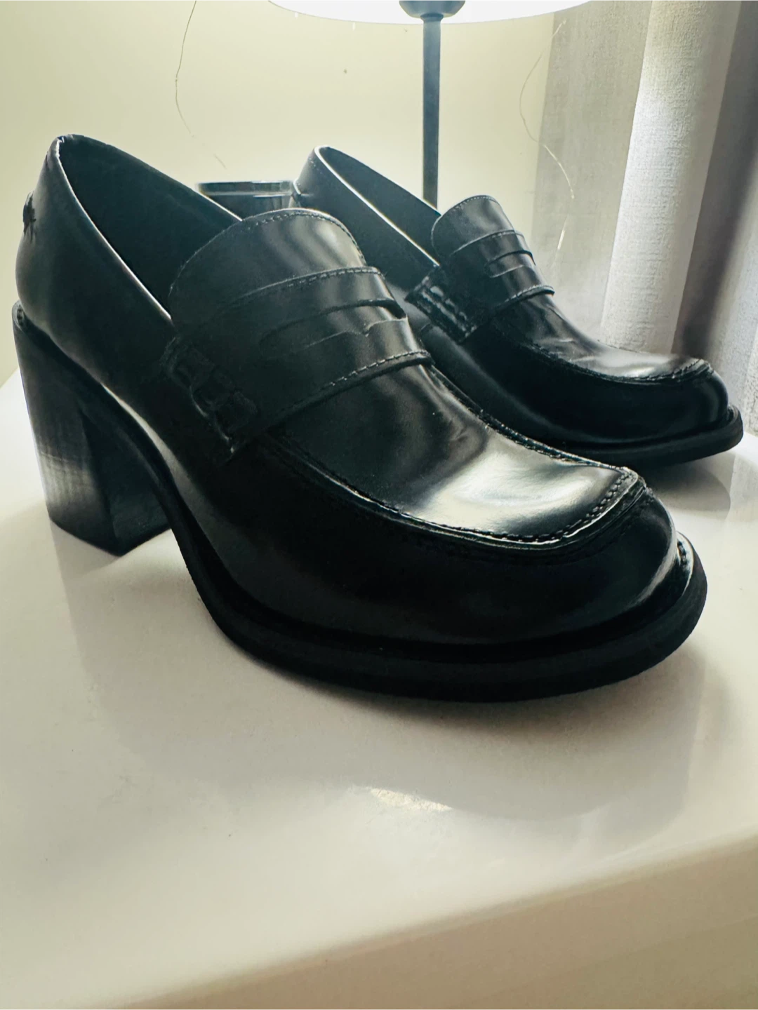 Steve Madden Black Leather Heeled Loafers - photo 3