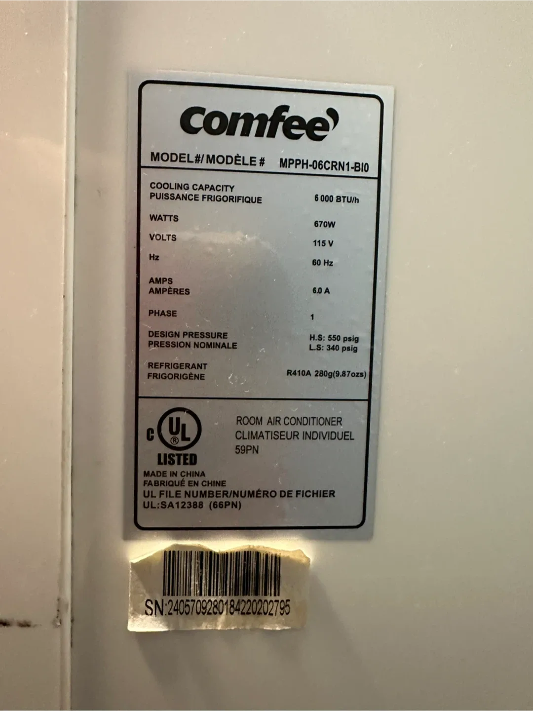Comfee Portable Room Air Conditioner image indicator(3)