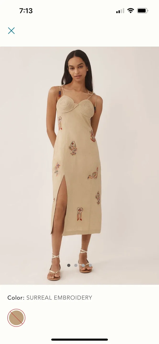 BNWT Farm Rio Embroidered Linen Blend Dress S thumbnail