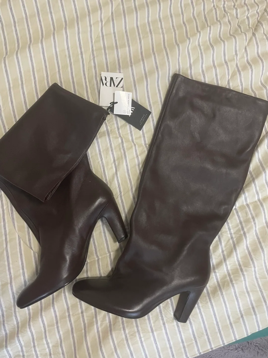 Zara Leather Knee High Boots, size 39 thumbnail