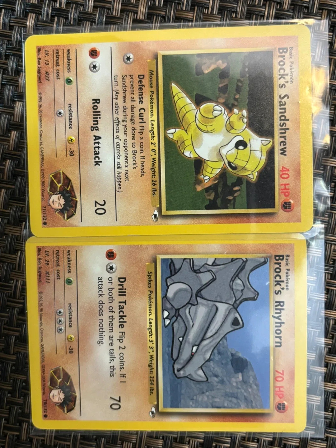 Brock’s Rhyhorn and Sandshrew vintage Pokemon cards thumbnail