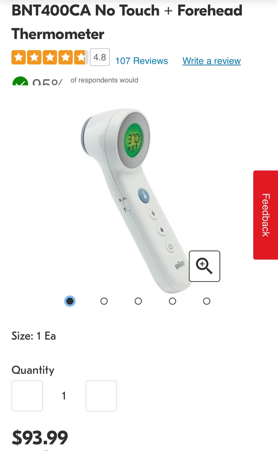 Braun No Touch + Forehead Thermometer BNT400CA thumbnail