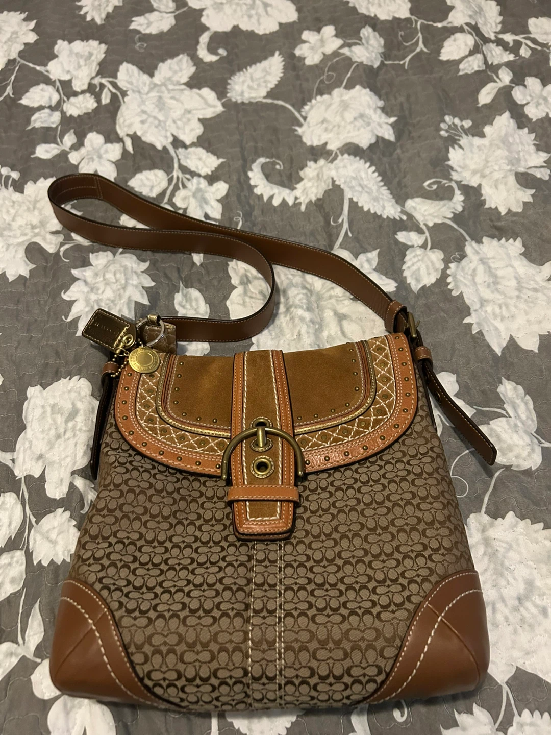 Coach Brown Signature Canvas & Leather Shoulder Bag
