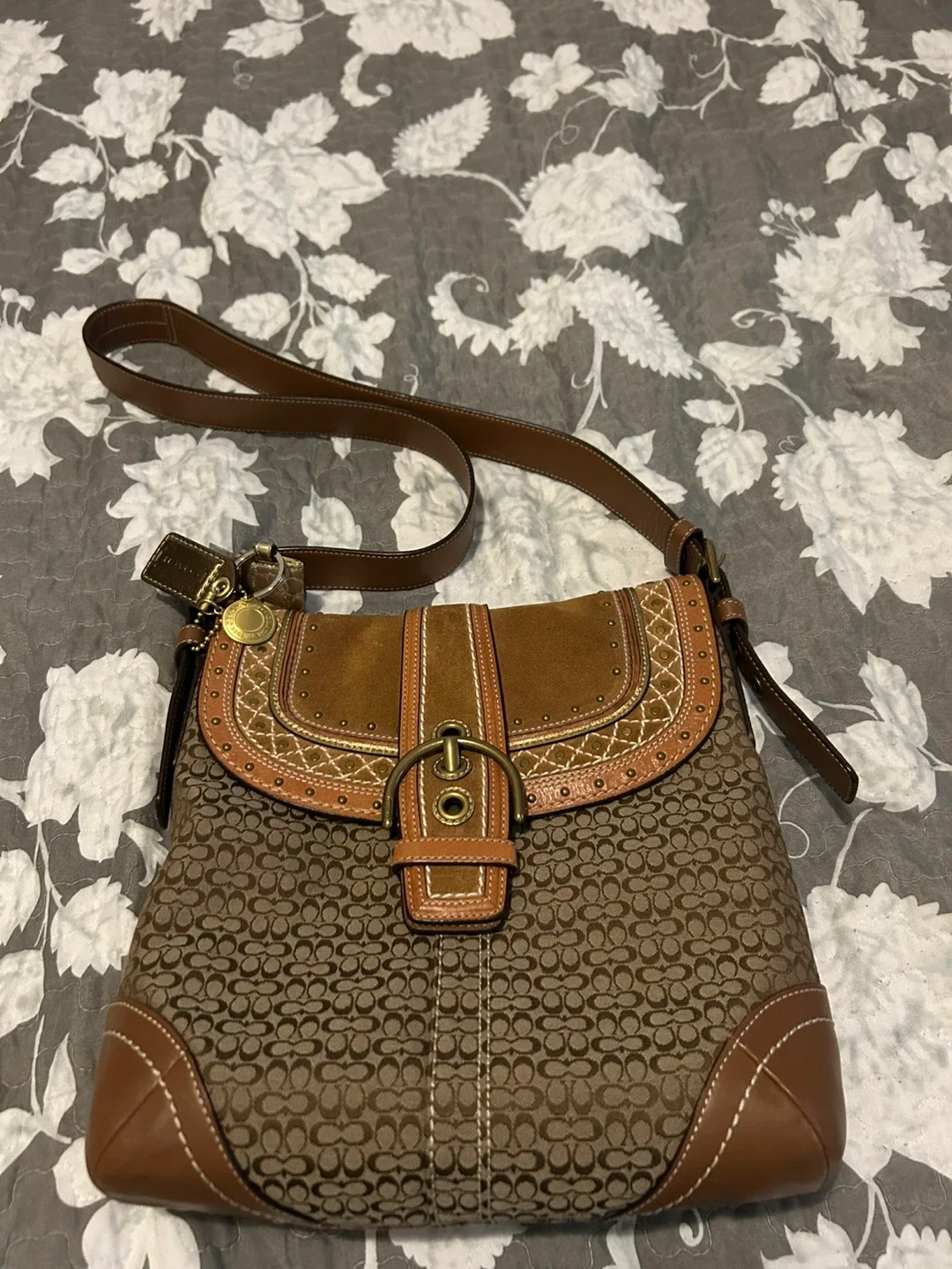 Coach Brown Signature Canvas & Leather Shoulder Bag thumbnail