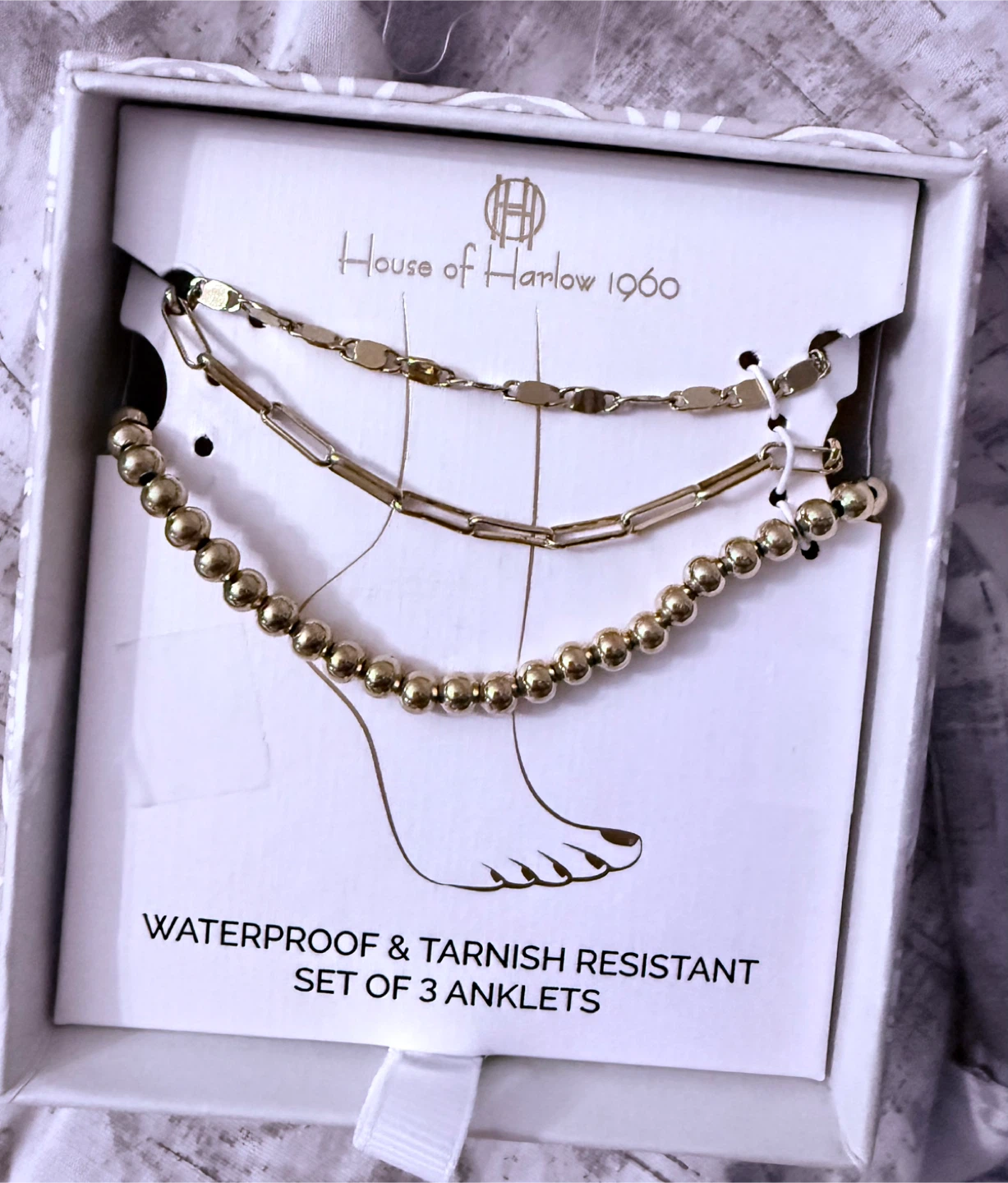 House of Harlow 1960 Set of 3 Anklets - New in Box!