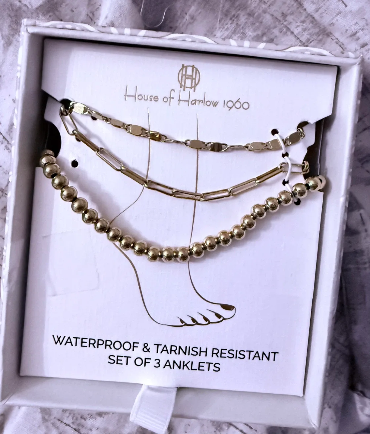 House of Harlow 1960 Set of 3 Anklets - New in Box! thumbnail