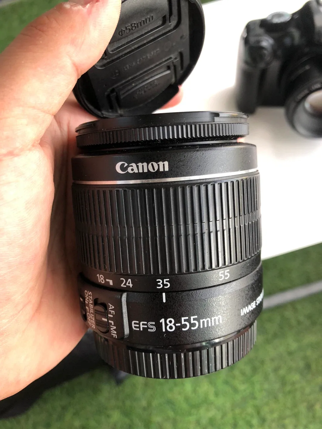 Canon camera with 5 lenses AF 55-200mm f/4-5.6 Di II LD Lens image indicator(5)