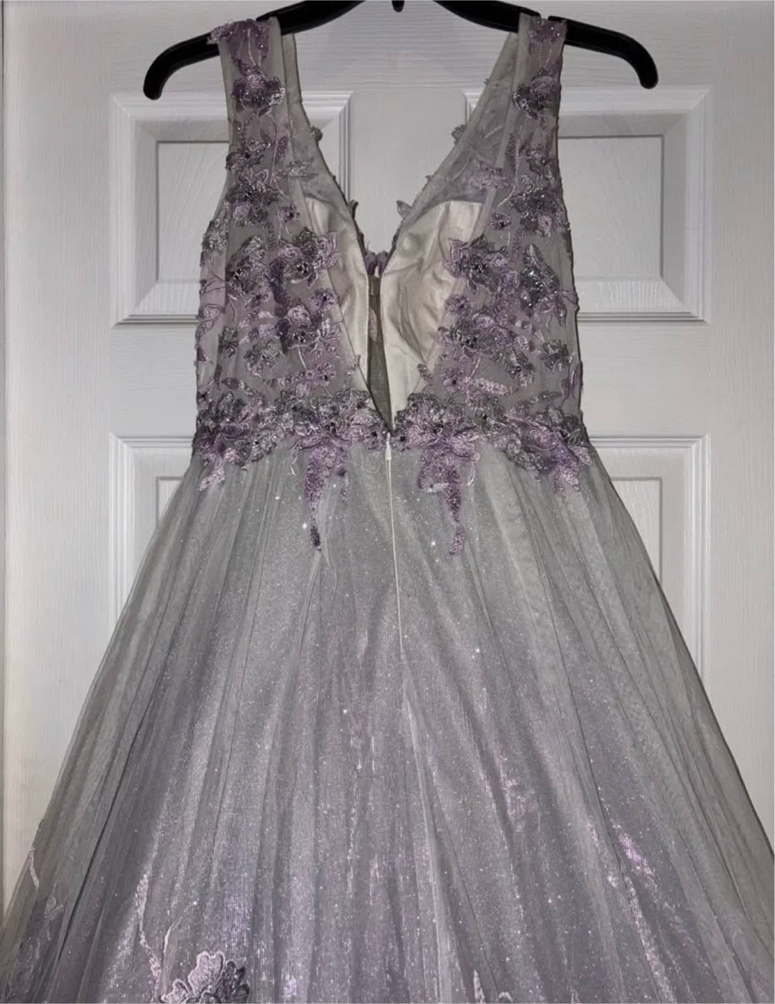 Lavender Floral Embellished Formal Dress image indicator(3)