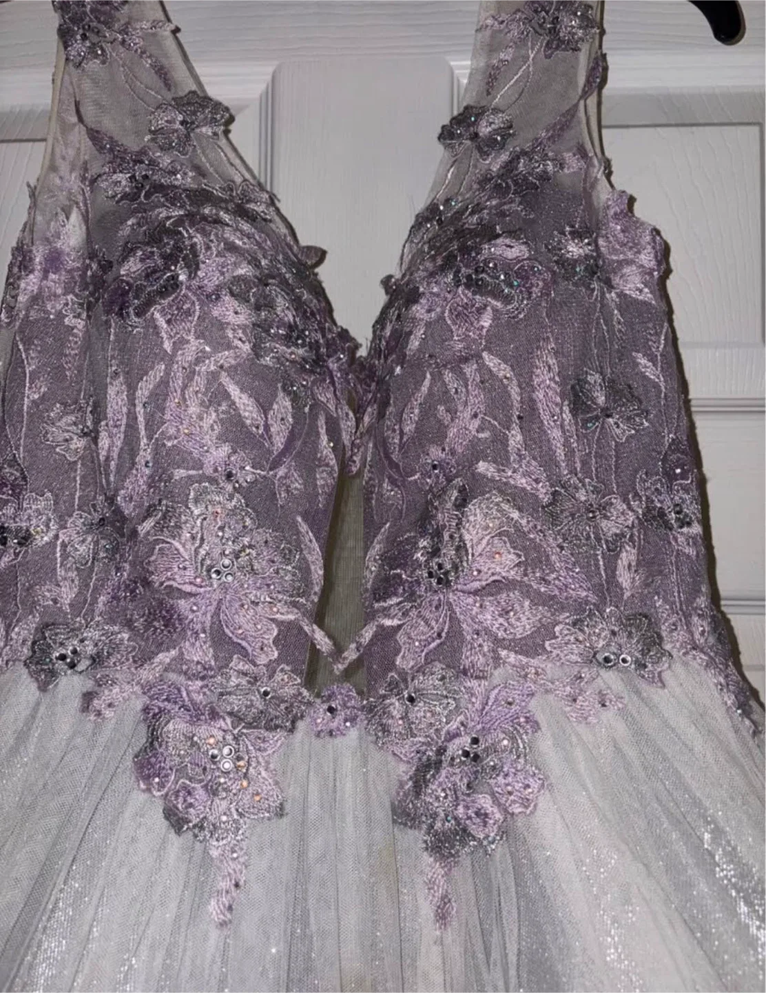 Lavender Floral Embellished Formal Dress image indicator(2)