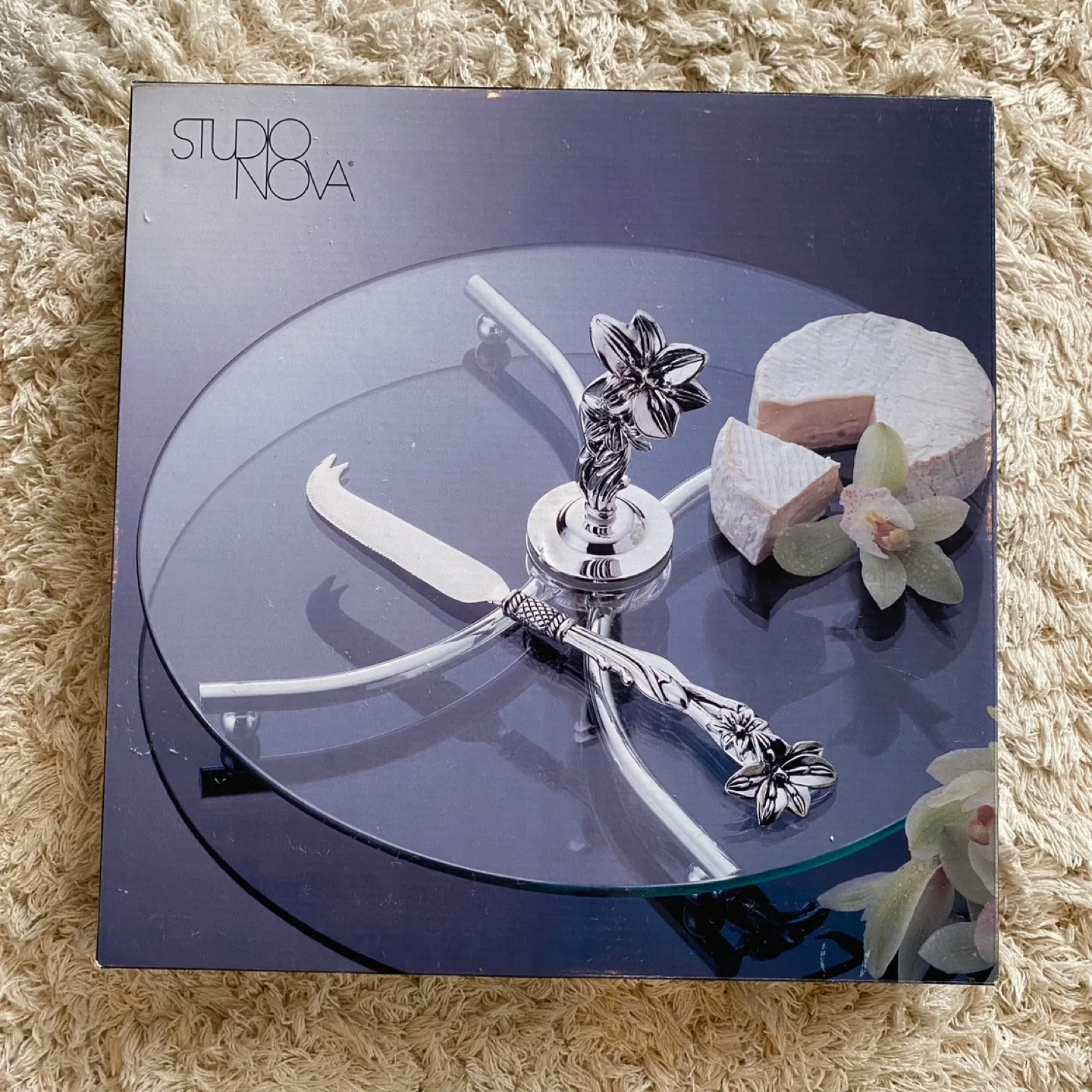 Studio Nova Metal Footed 12" Glass Cheese Platter thumbnail