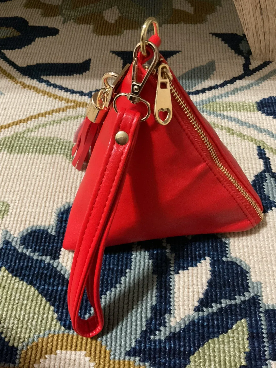 Red Pyramid Purse with Wrist Strap thumbnail
