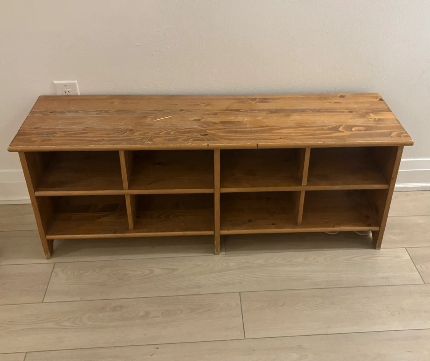 Rustic Wood 8-Cubby Storage Bench thumbnail