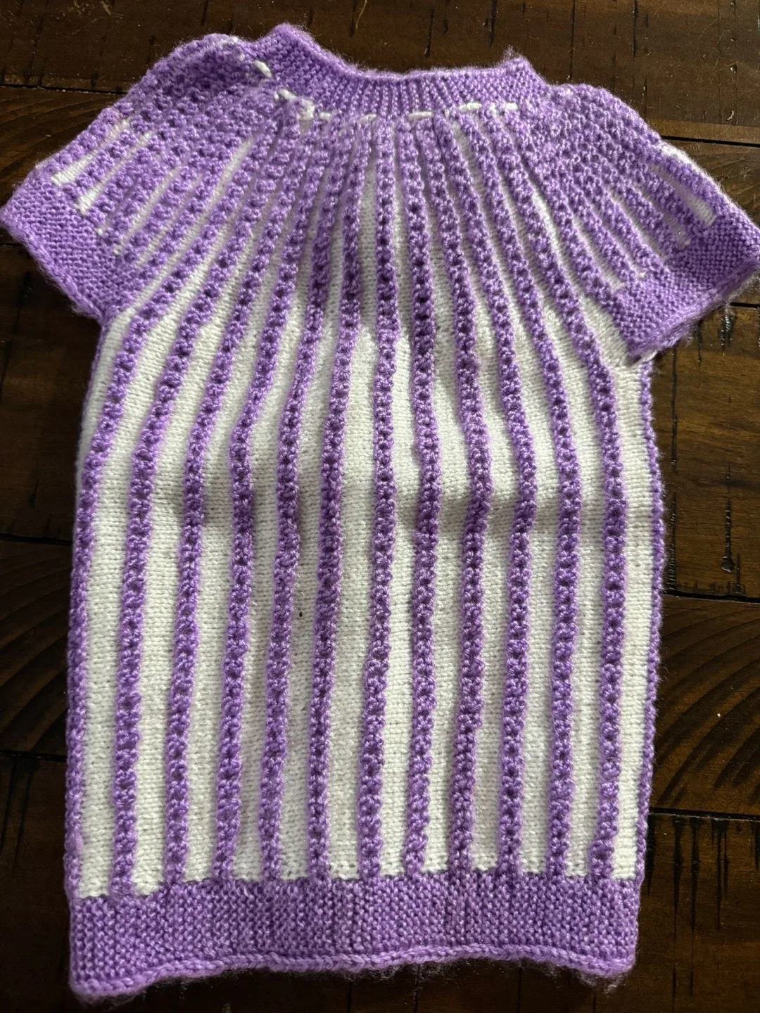 Hand-knitted Baby Sweater - Purple & White image indicator(2)