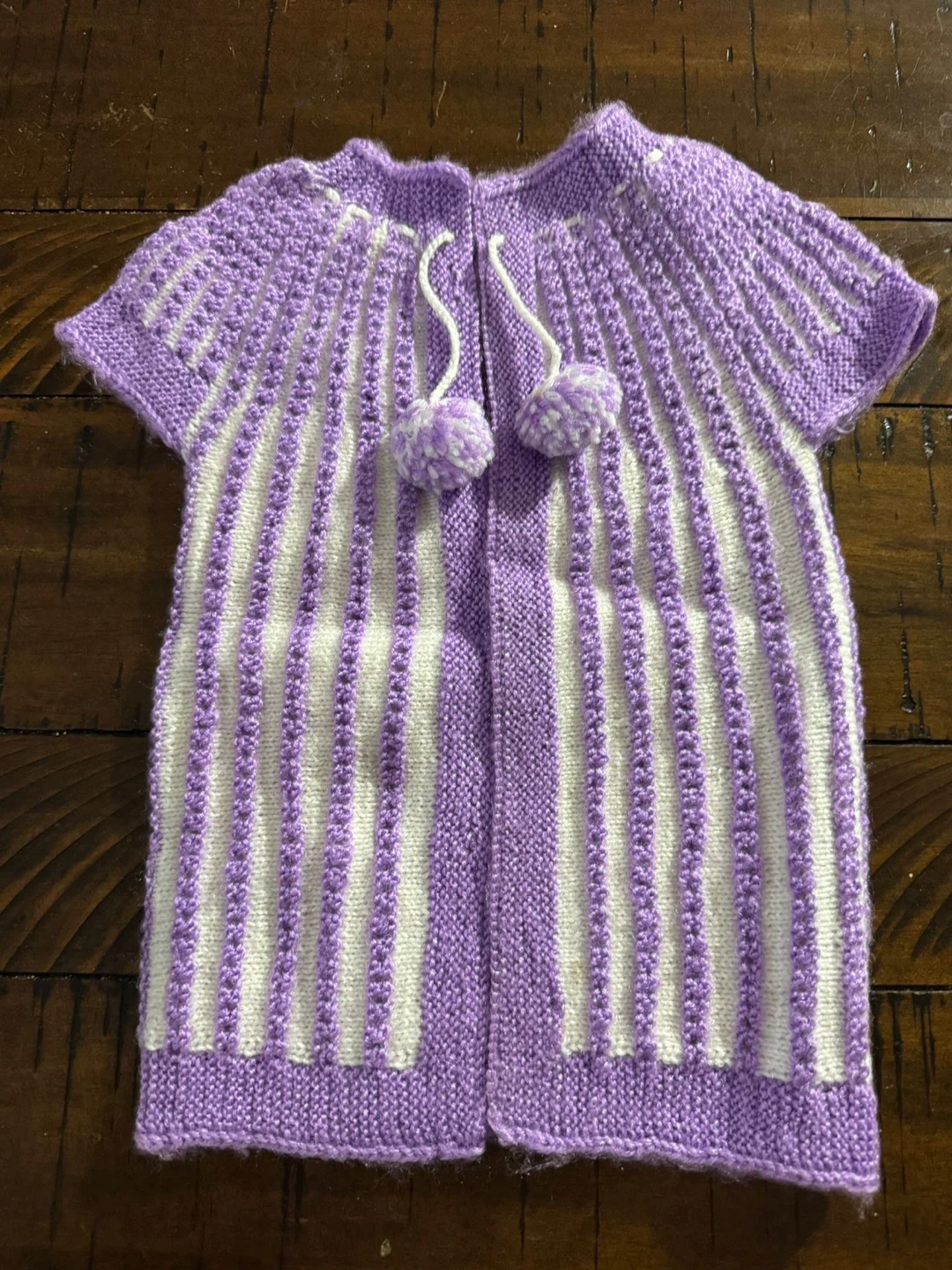 Hand-knitted Baby Sweater - Purple & White