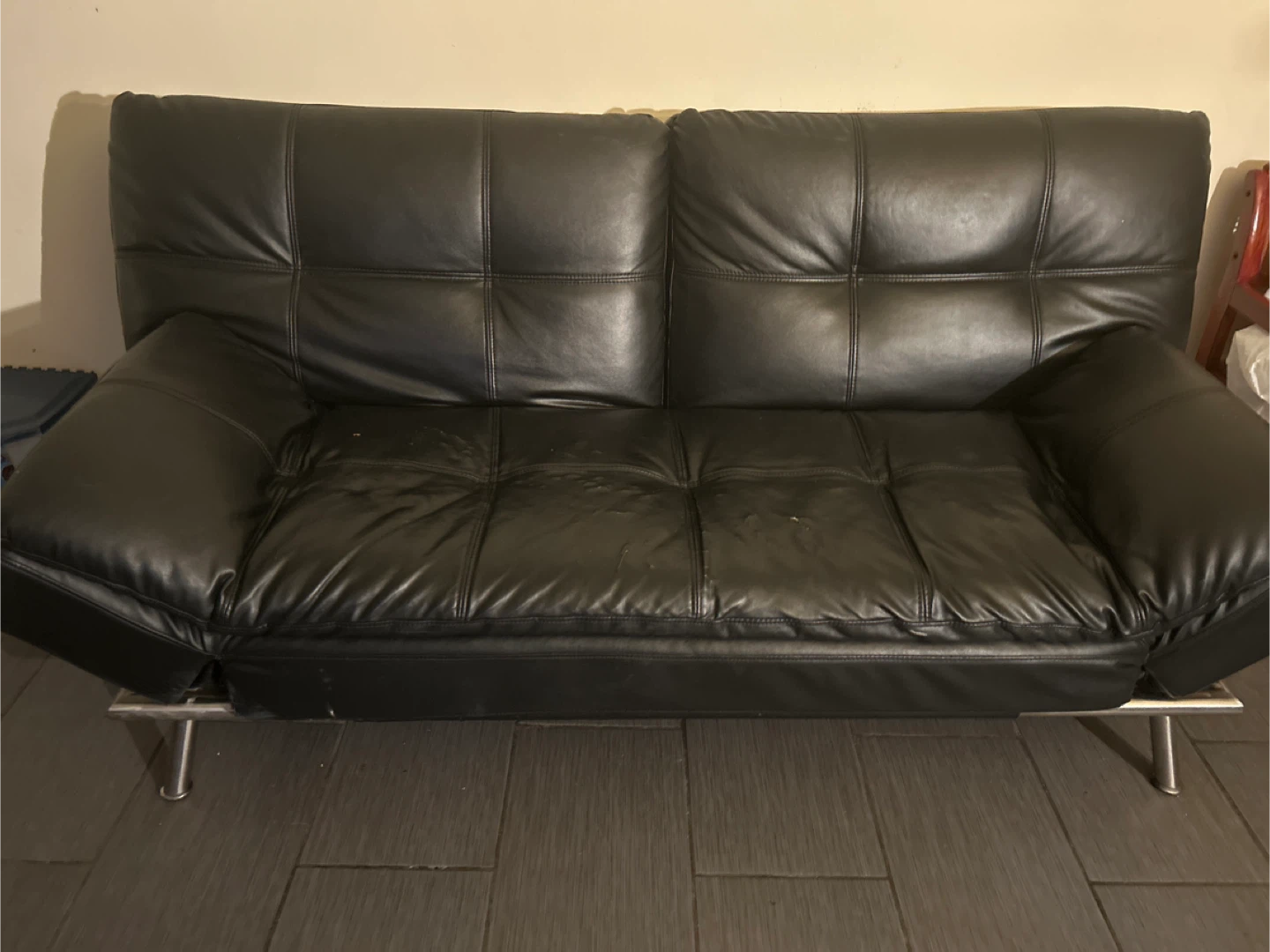 Black Leather Futon Sofa Bed