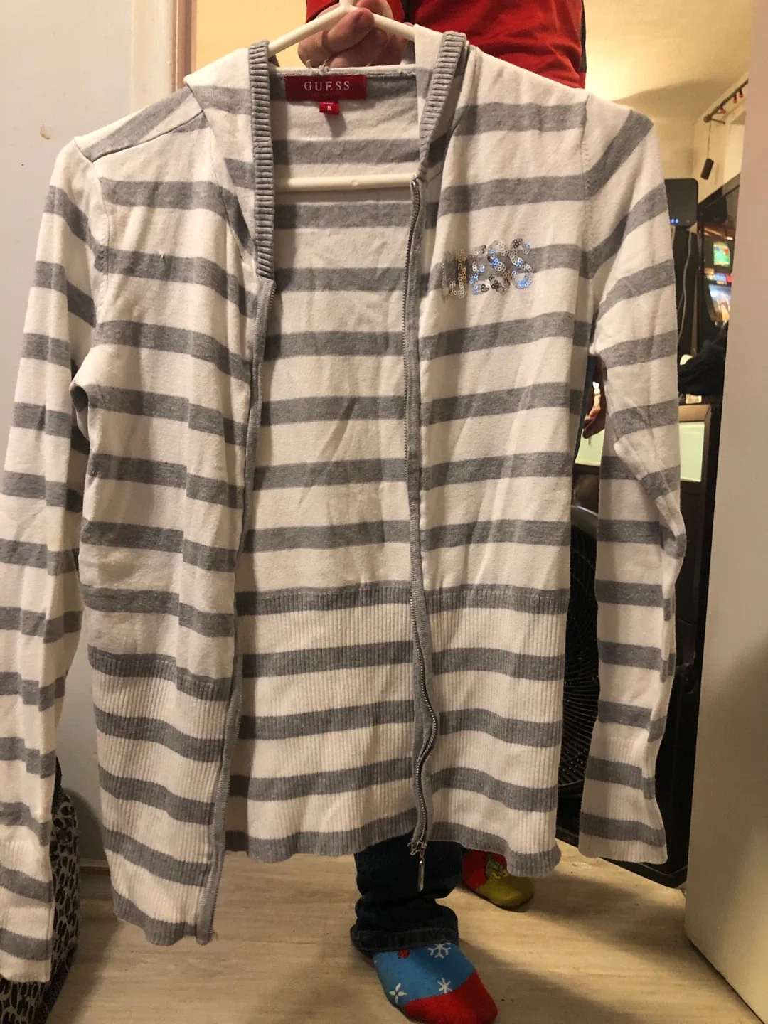 Guess Striped Zip-Up Hoodie - Size M thumbnail