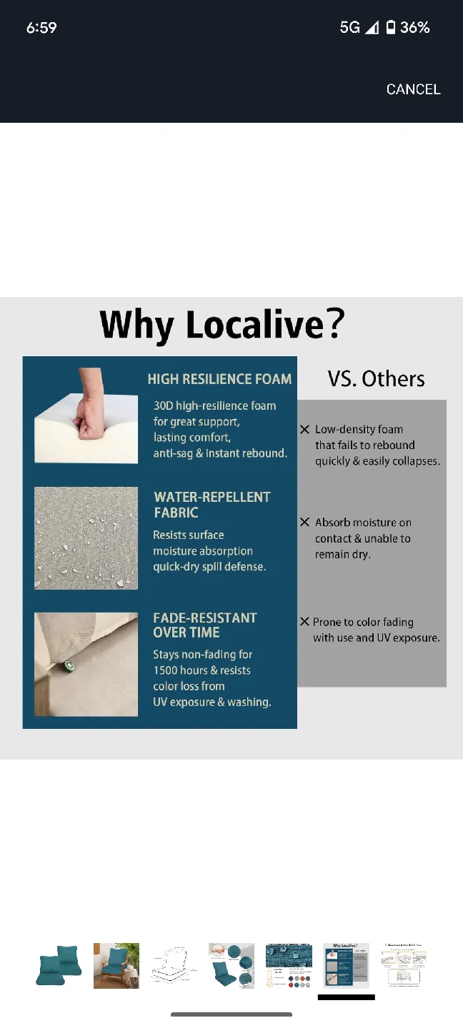 Teal Outdoor Chair Cushions - Water Repellent image indicator(6)