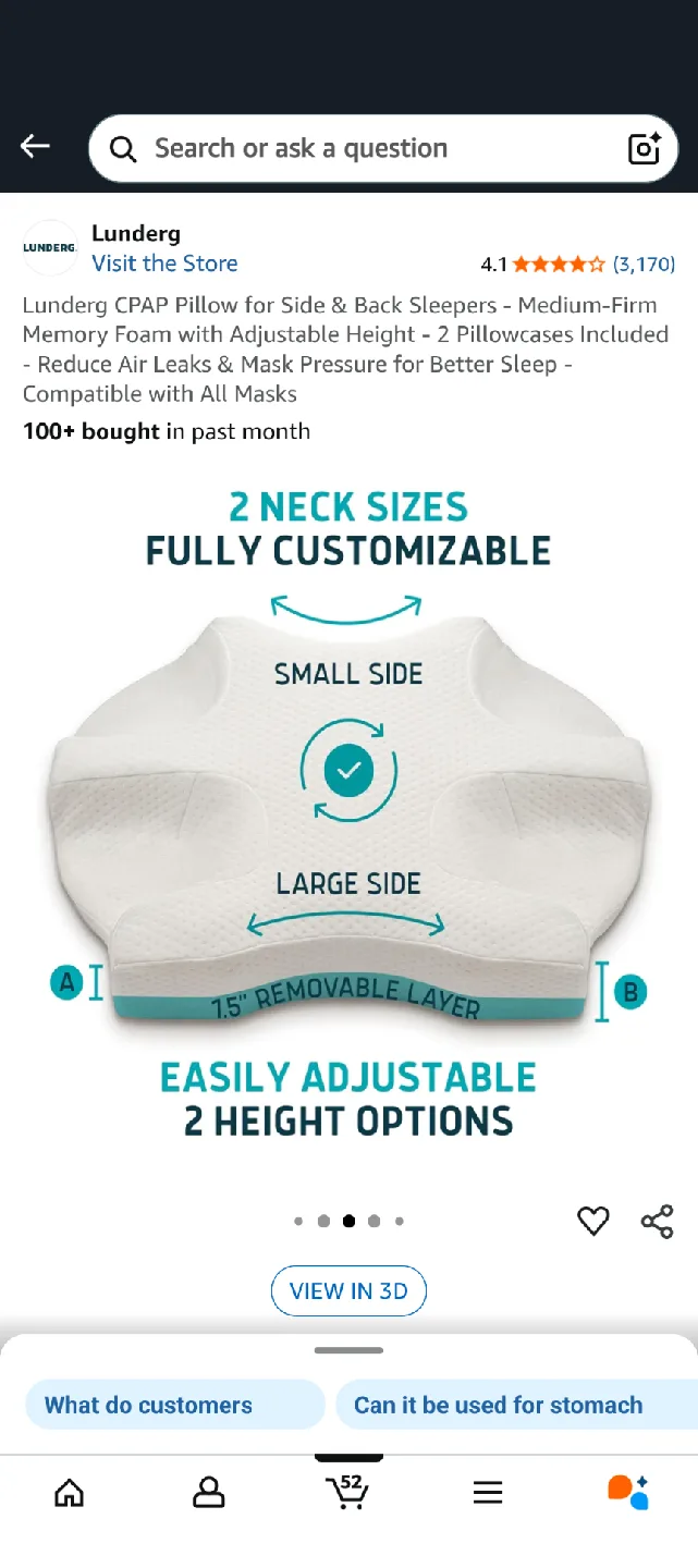 Lunderg CPAP Pillow for Side & Back Sleepers thumbnail