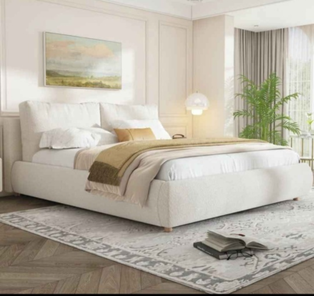 Boucle Fabric Bed Frame for Queen Sized Bed