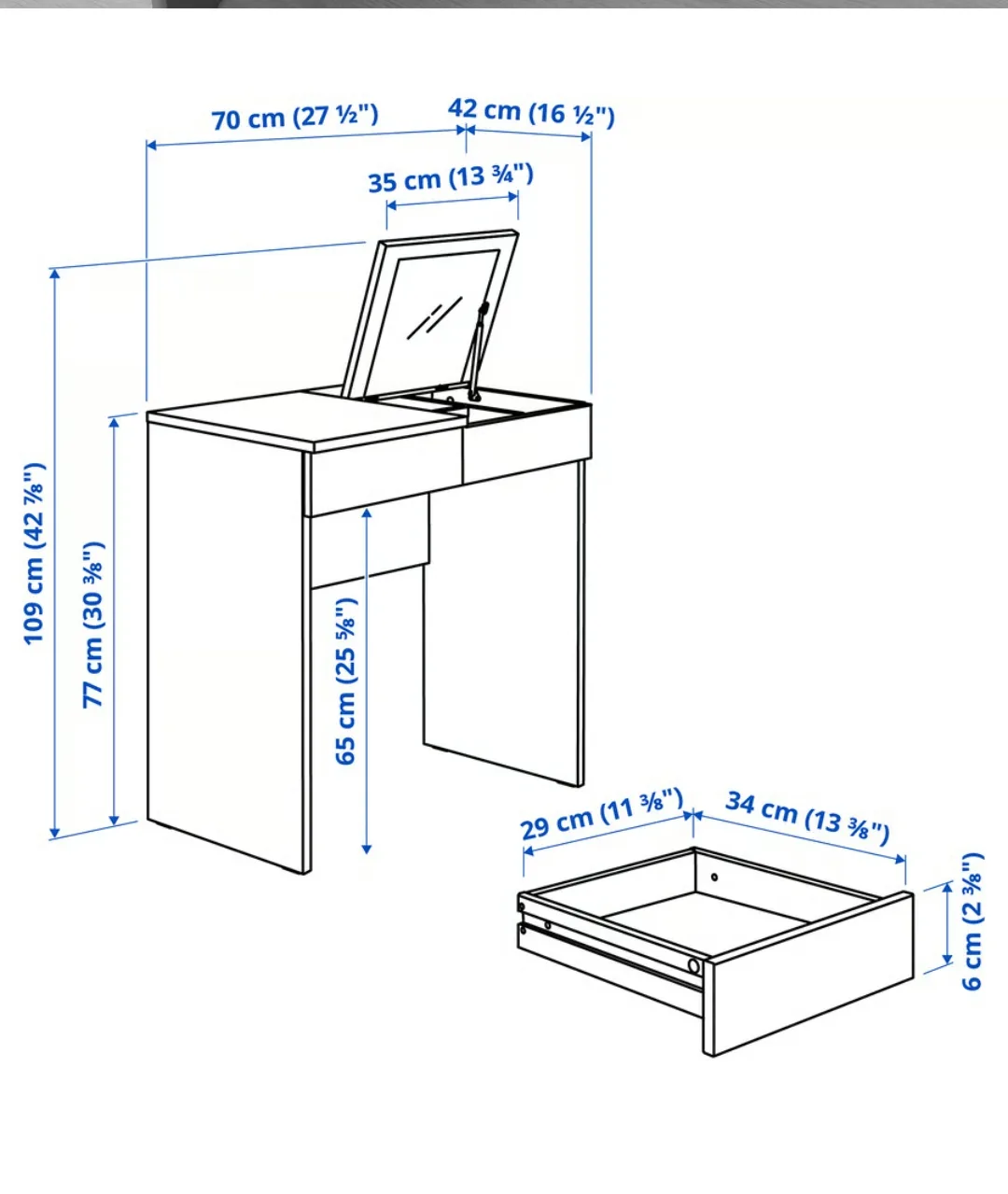 IKEA Malm Dressing Table - Grey image indicator(3)