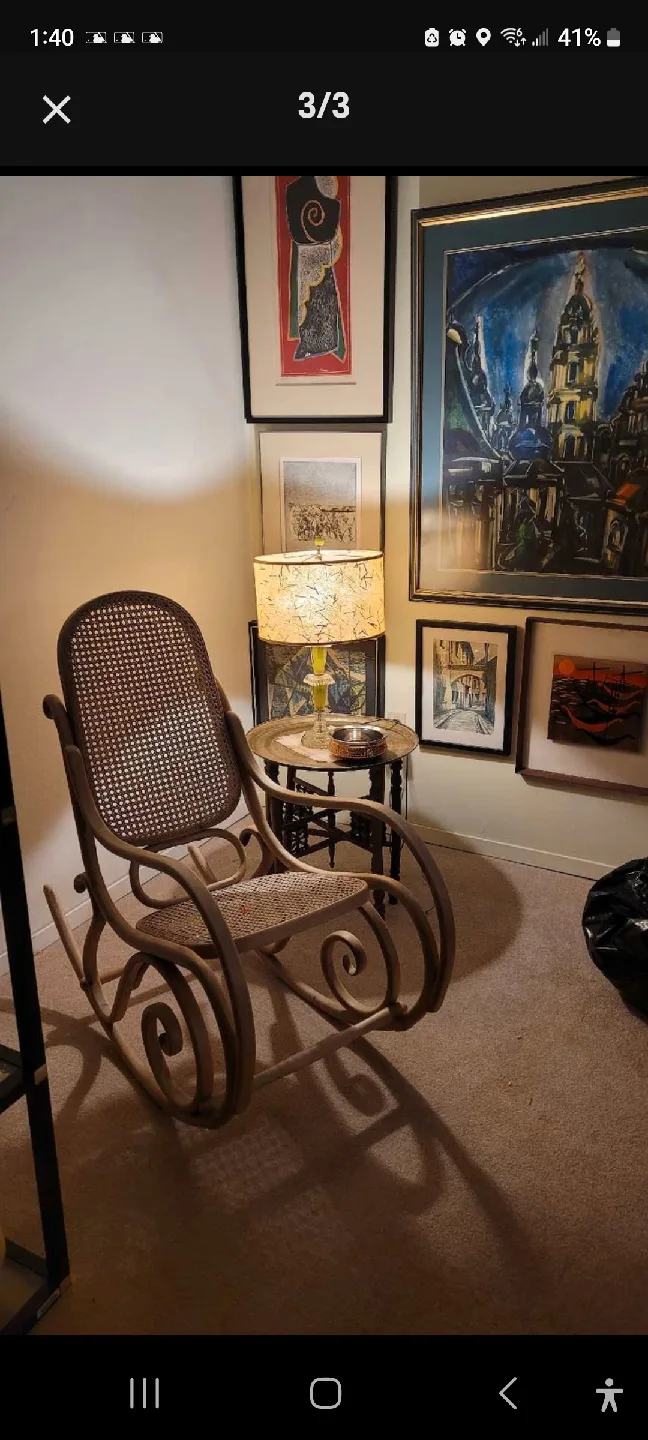 Classic Solid Maple Table seats 5 and a Bentwood Rocker for sale thumbnail