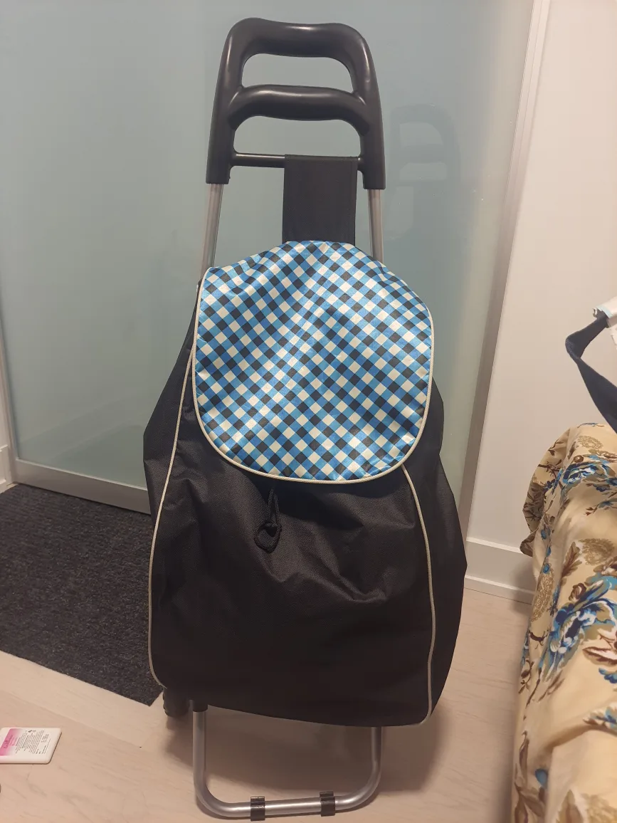 Shopping Trolley Bag - Black with Blue Pattern🥕 thumbnail