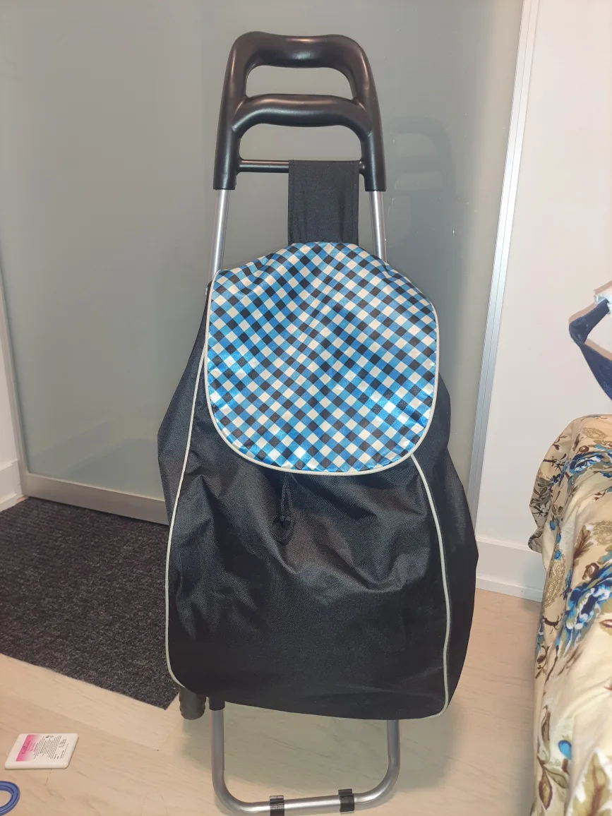 Shopping Trolley Bag - Black with Blue Pattern🥕 image indicator(2)