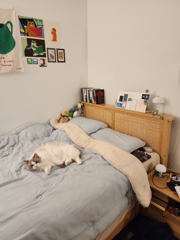 IDEALHOUSE Full Bed Frame with Rattan Headboard - photo 2
