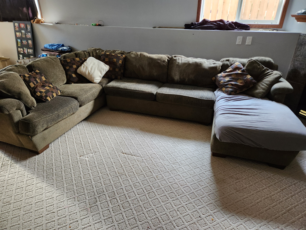 Large Sectional Sofa - Brown/Olive Green