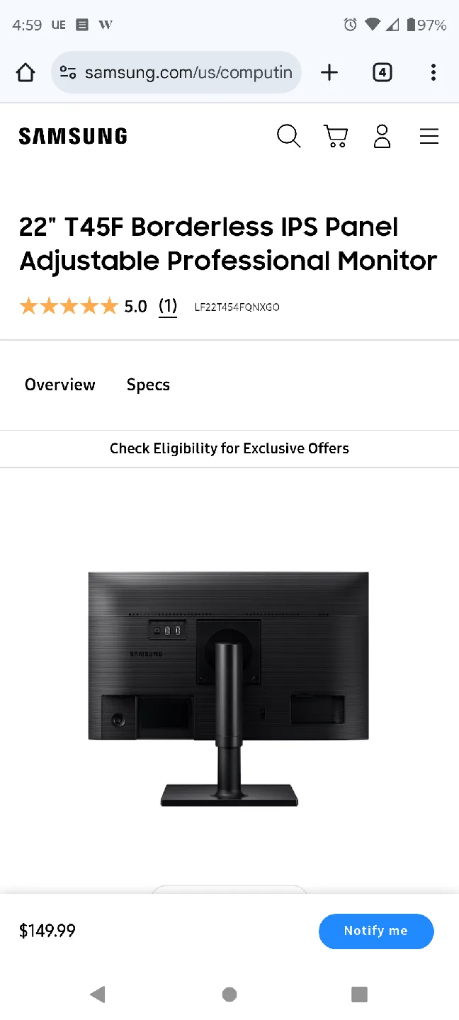 Samsung 22" T45F Borderless IPS Monitor image indicator(2)