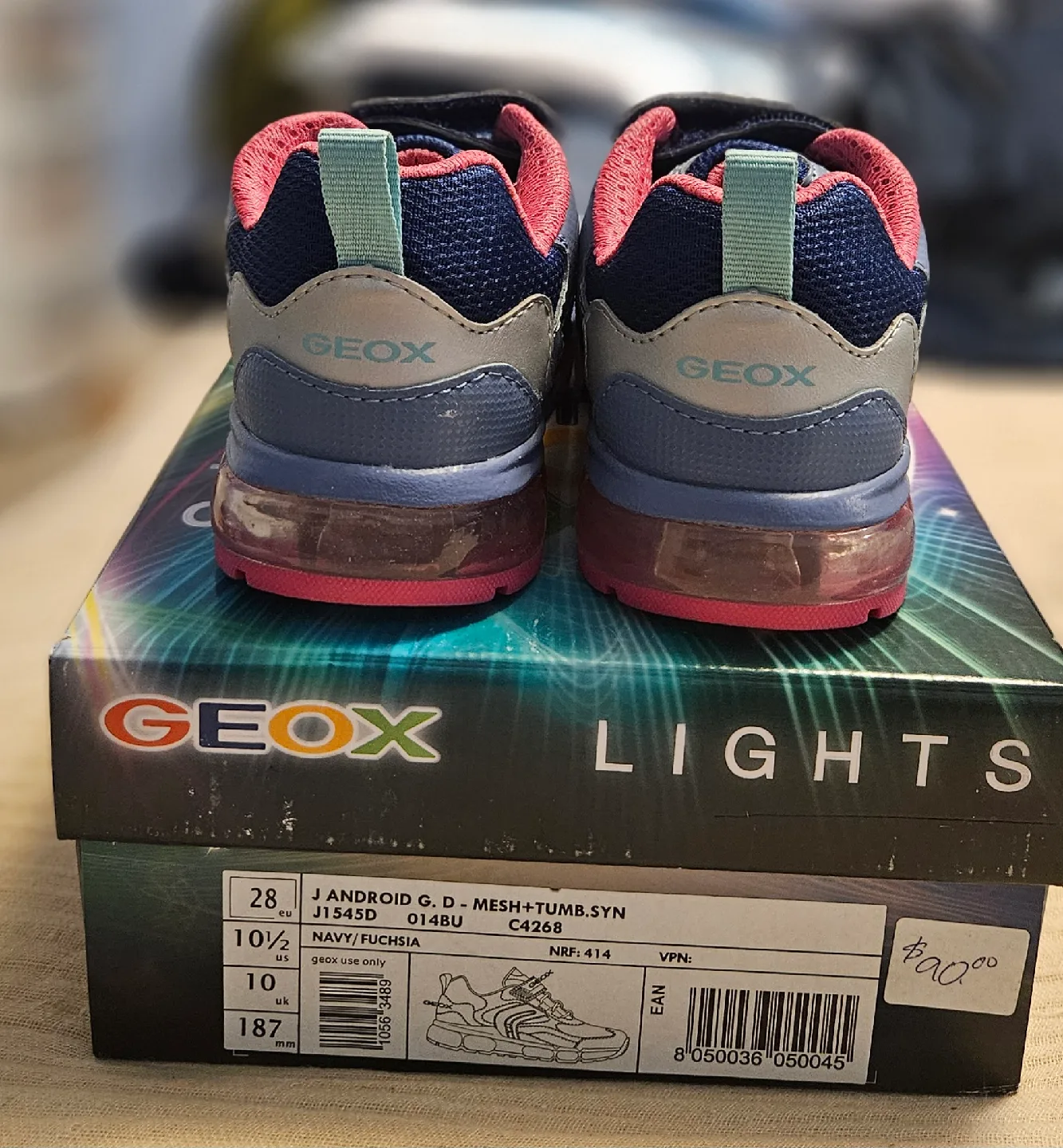 Geox Android Light-Up Sneakers - Size 10.5 - Navy/Fuchsia thumbnail