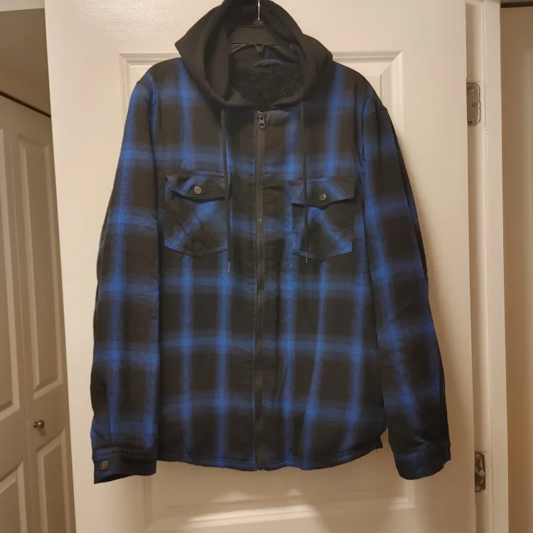 Hooded Men's  Jacket - Blue/Black size Large thumbnail