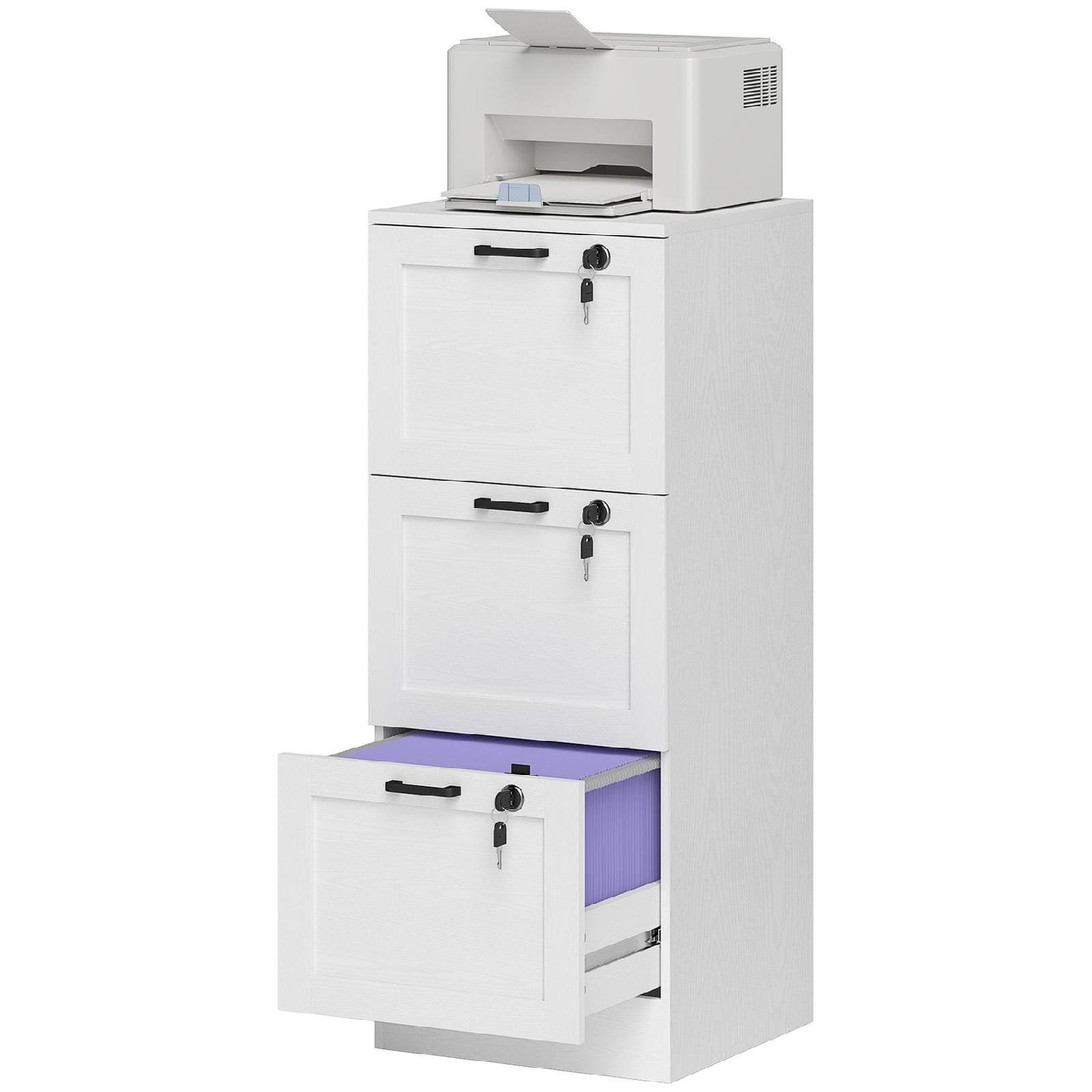 White 3-Drawer Locking File Cabinet - photo 2