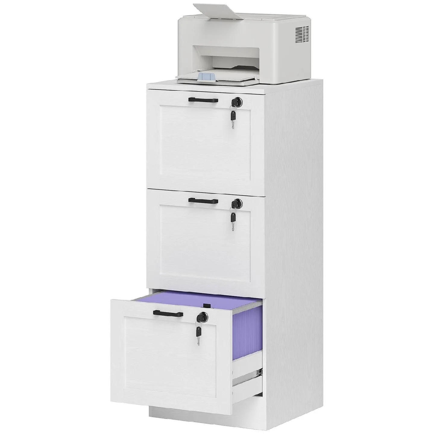 White 3-Drawer Locking File Cabinet image indicator(2)