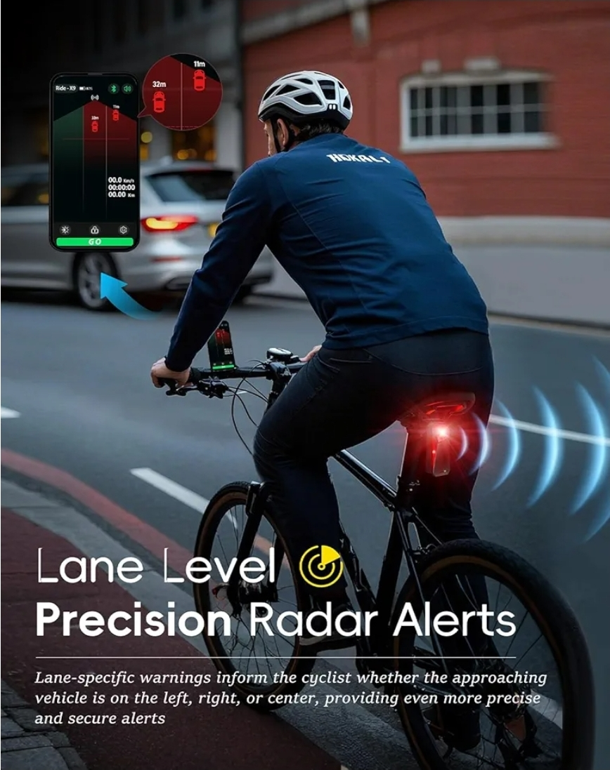 Ride-X9 Smart Bike Radar Tail Lights, Vehicle Detection - photo 2
