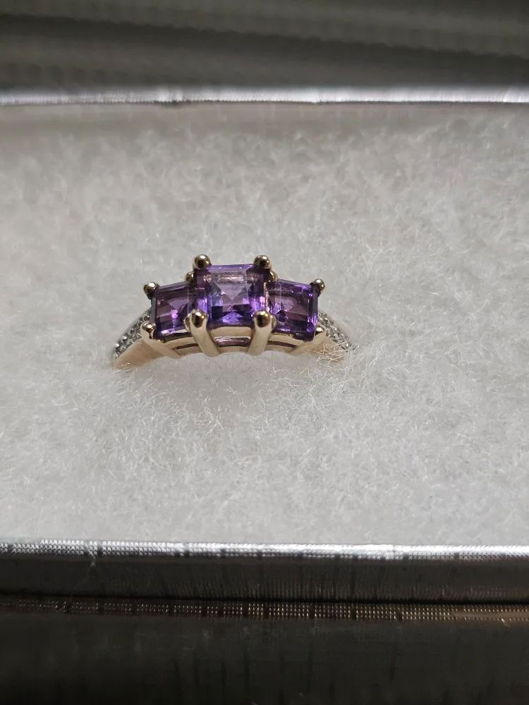 10K Gold Ring Purple Gemstone Ring thumbnail