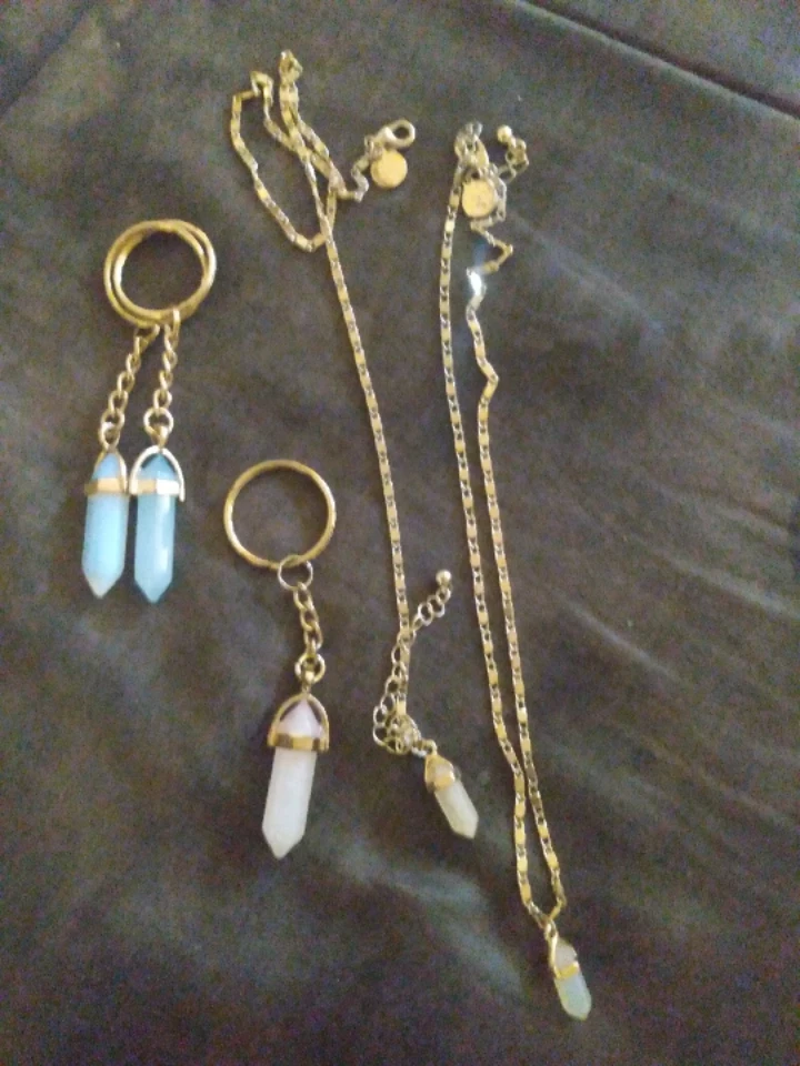 gemstone necklaces and keychain set