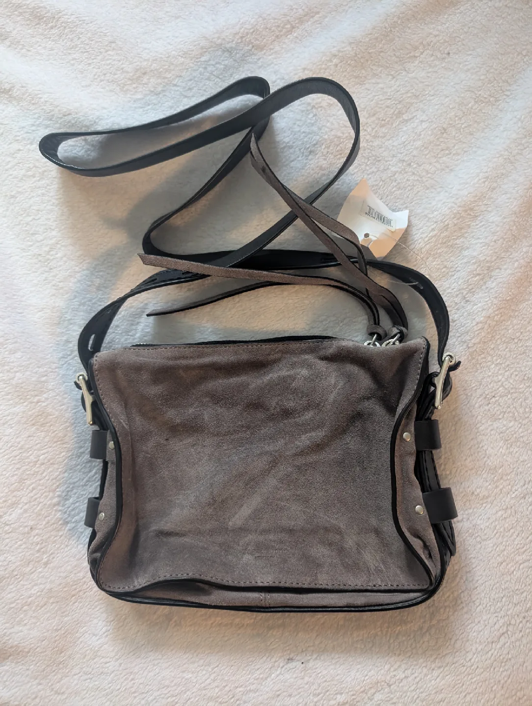 Rag & Bone Grey Suede Leather Crossbody Bag image indicator(2)