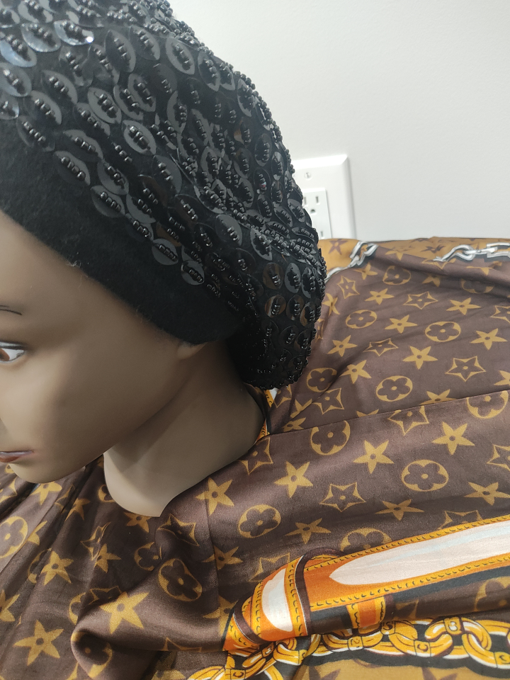Black Beaded Beret Hat - photo 3