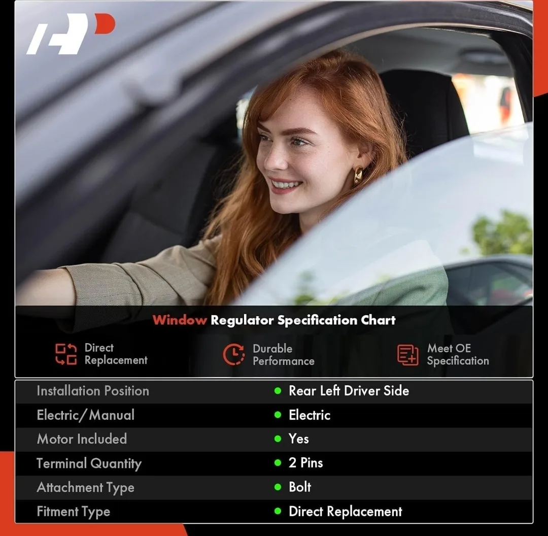 Rear Driver Side Window Regulator w/ Motor for Honda Civic Sedan image indicator(6)