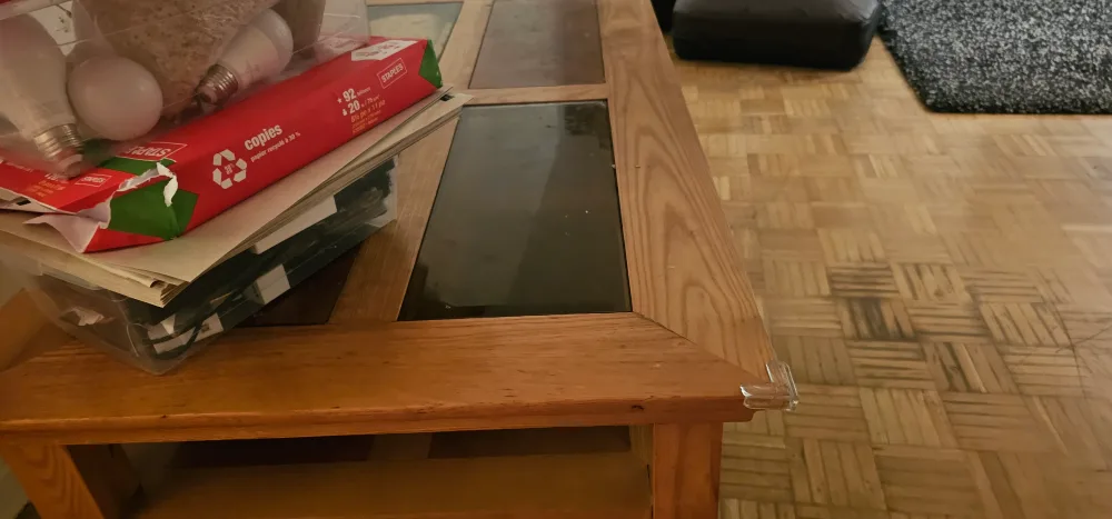 Wood Coffee Table with Glass Inserts image indicator(3)