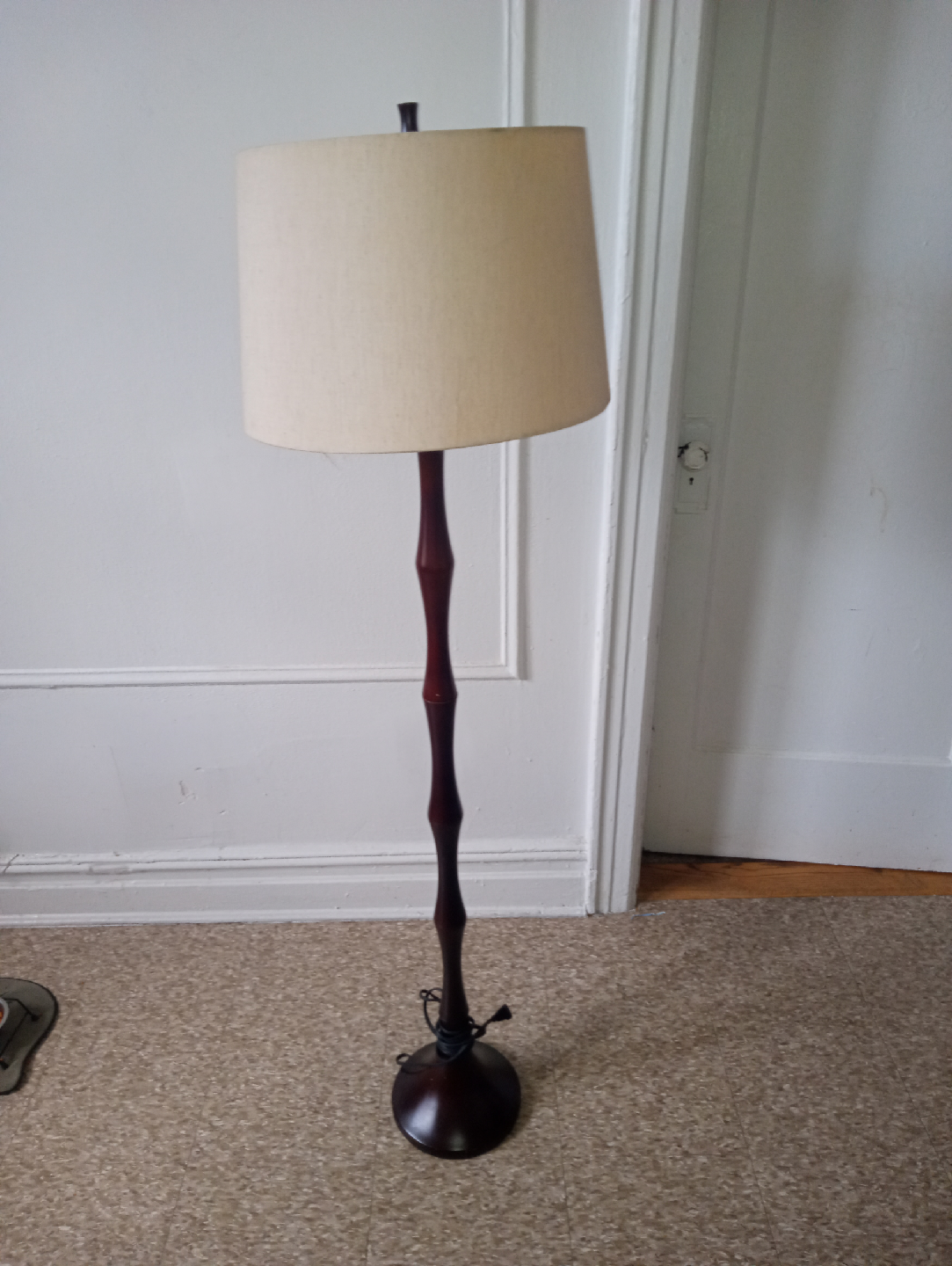 Floor Lamp - Wood and Beige Shade
