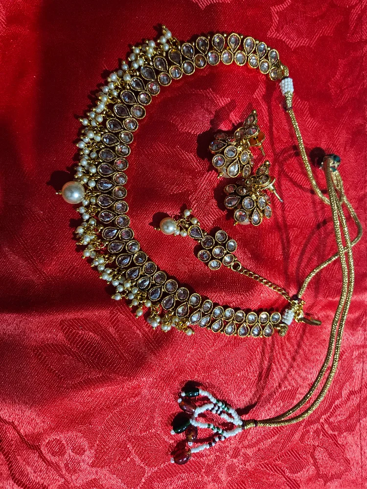 24k gold plated  Necklace with Pearls thumbnail