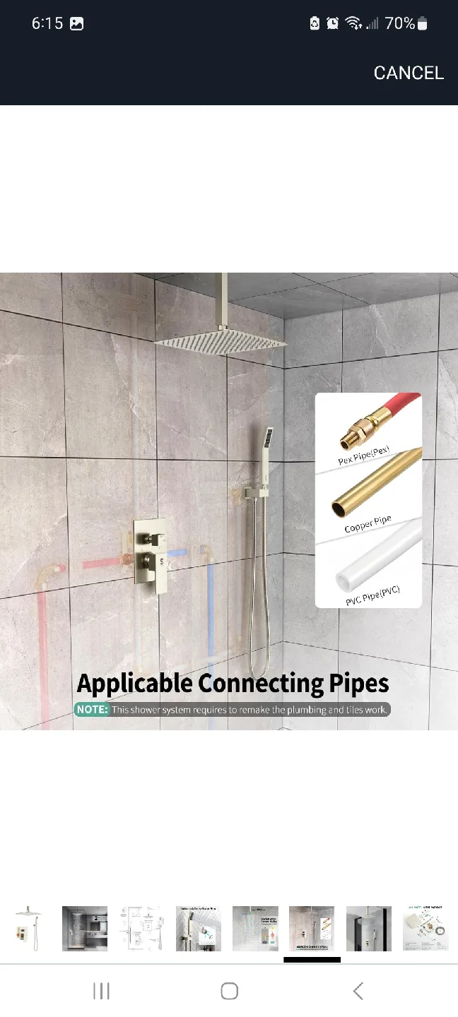 SR SUN RISE 12 Inch Ceiling Mount Shower System - New image indicator(7)