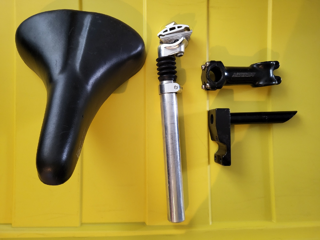 Bike Seat, Seat Post, Handlebar Stem